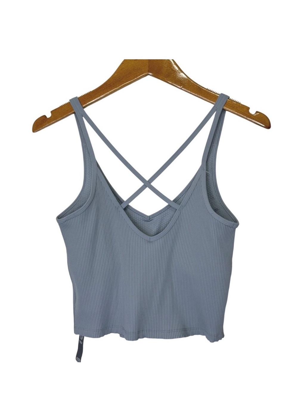 Vuori Ribbed Crop Tank Top Medium Color Stone Blue - Picture 2 of 10